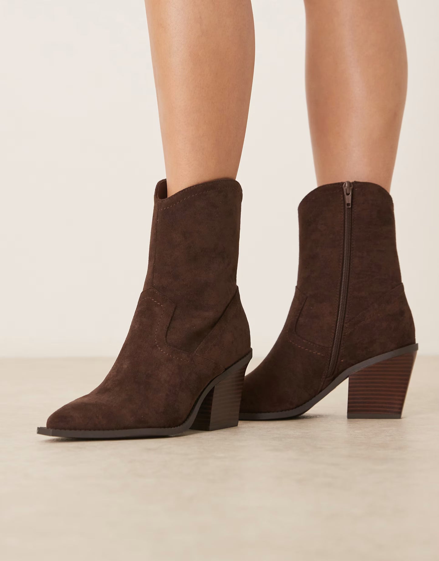 ASOS DESIGN Remedy heeled western boots in chocolate suedette
