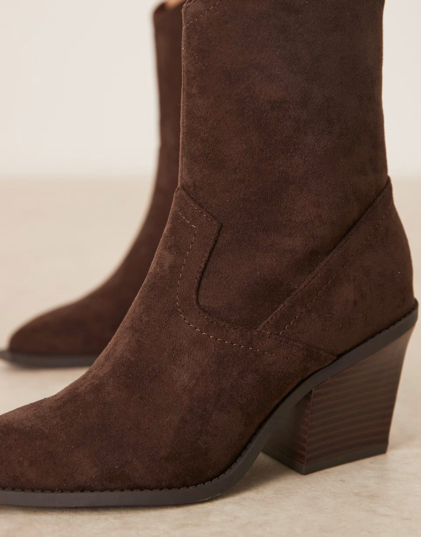 ASOS DESIGN Remedy heeled western boots in chocolate suedette