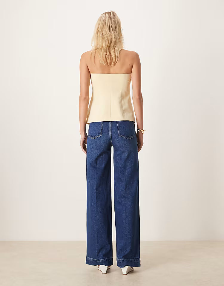 ASOS DESIGN Tall clean wide leg jeans with front pockets in dark wash