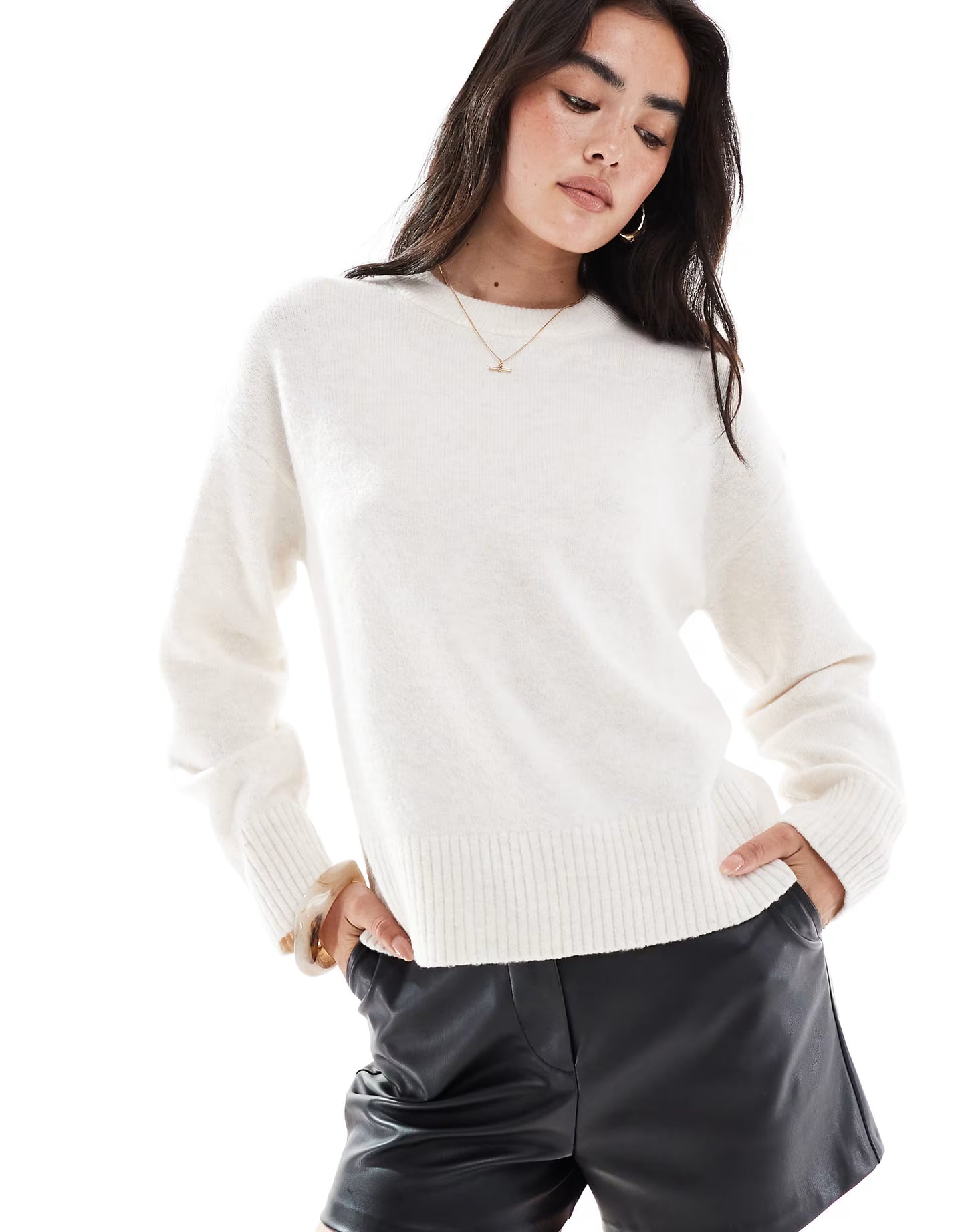 New Look crew neck jumper in cream