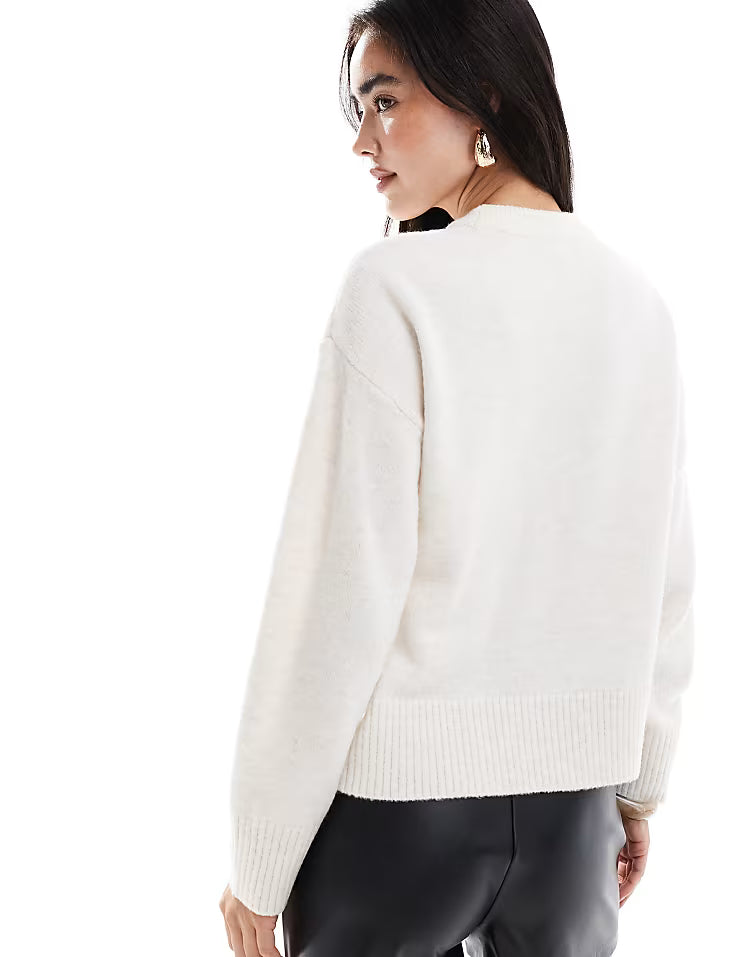 New Look crew neck jumper in cream