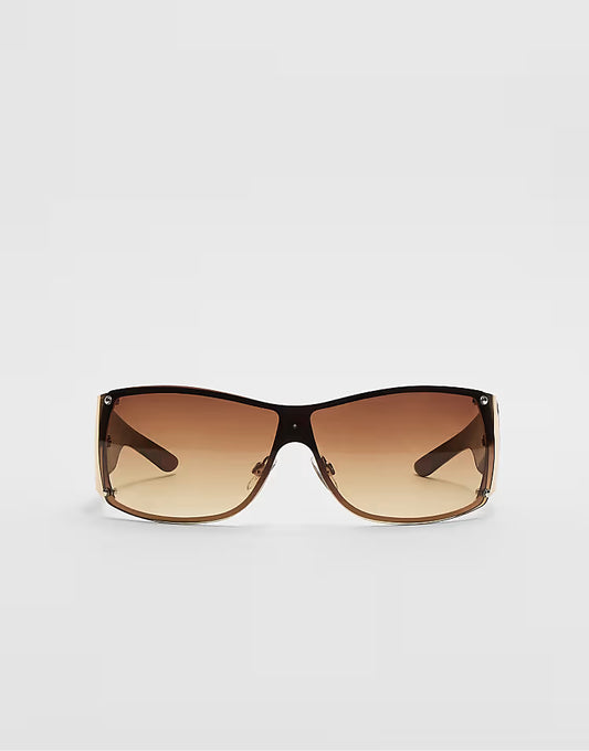 Stradivarius Ombré visor sunglasses in pale camel