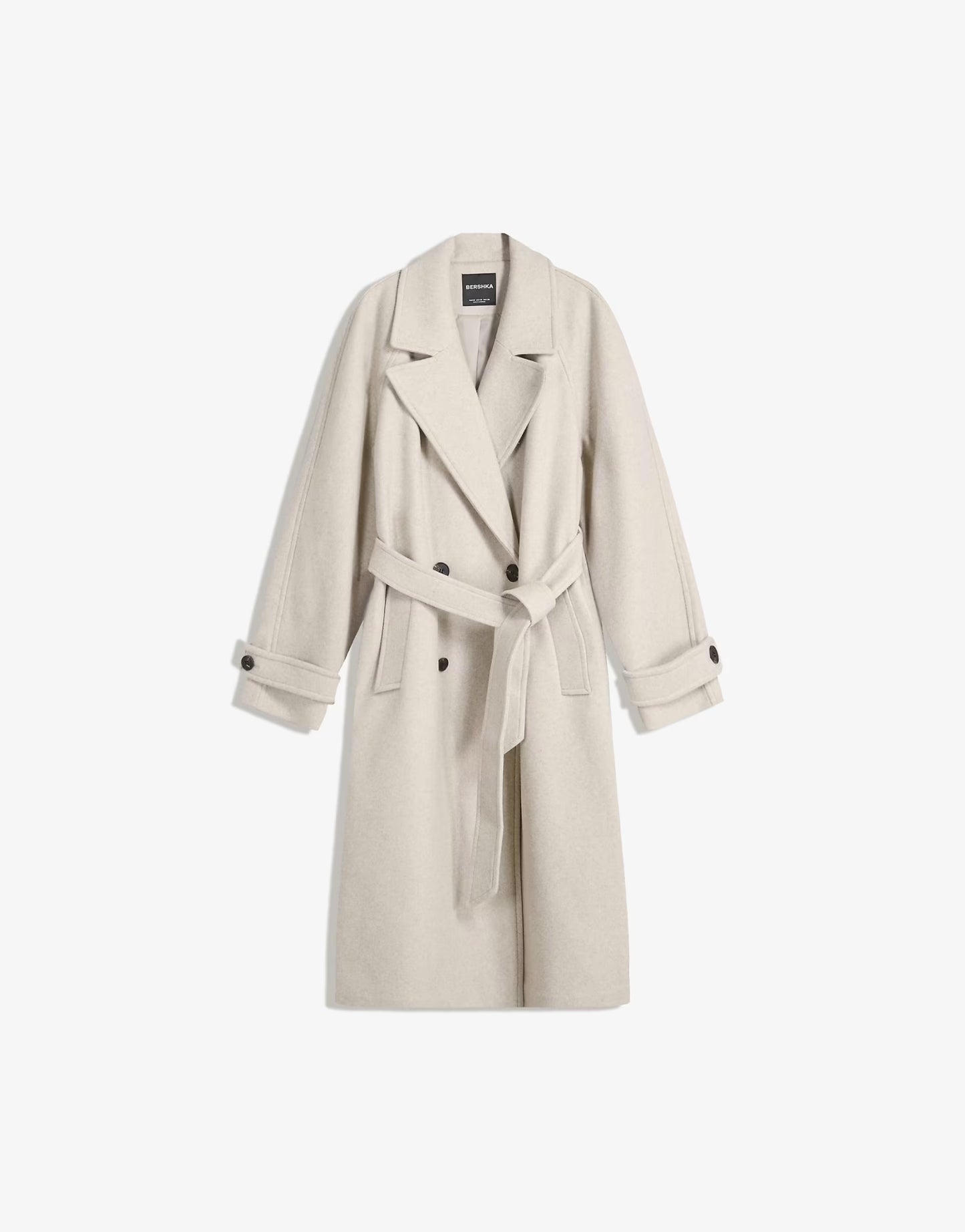 Bershka Soft trench coat with belt in stone